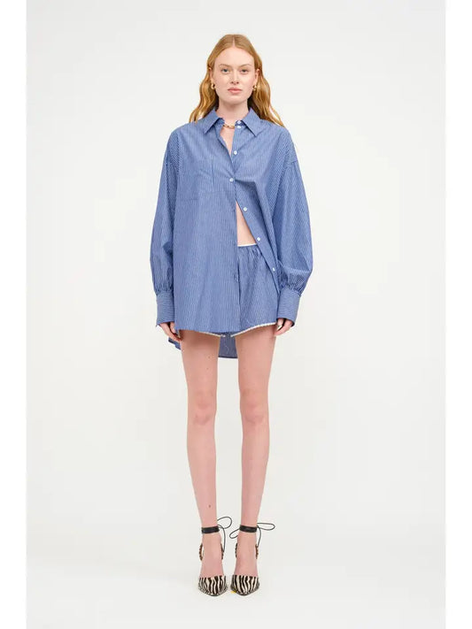 Elise Striped Top - Navy