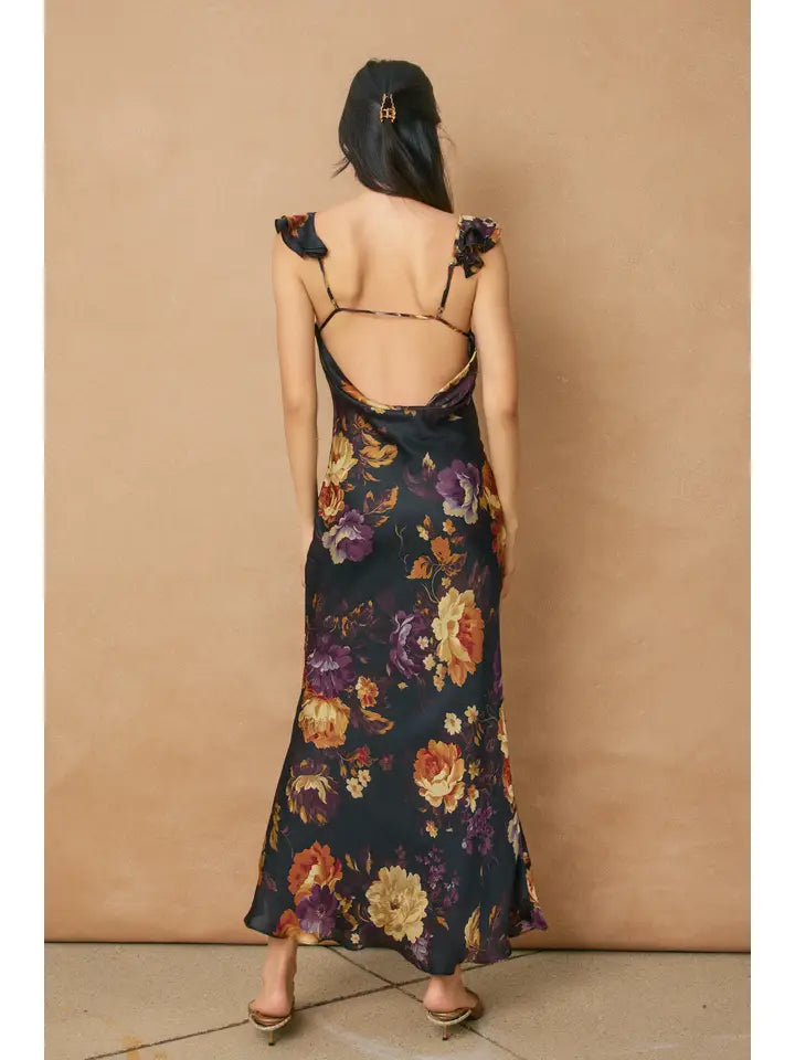Haven Flutter Shoulder Maxi Dress - Nightfall Floral
