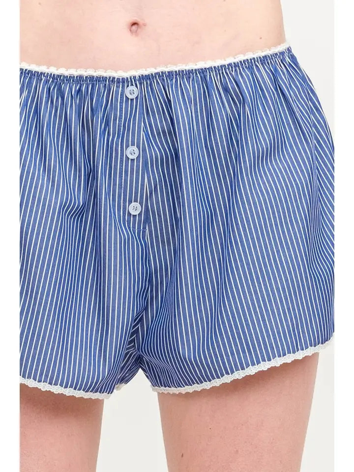 Elise Striped Shorts - Navy
