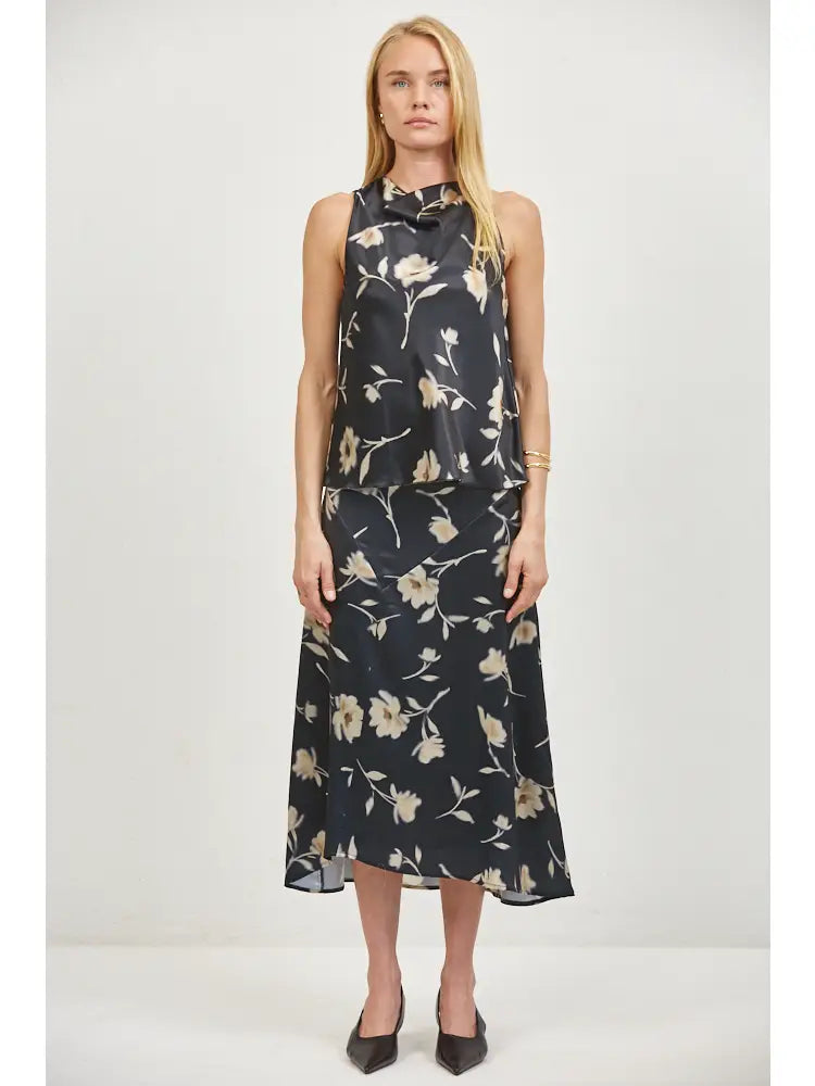 Woven Midi Skirt - Black