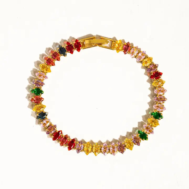 Starlight 18K Gold Multicolor Bold CZ Chain Bracelet - Multi-Colored