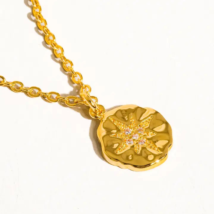 Astre 18K Gold CZ Star Necklace - Yellow Gold