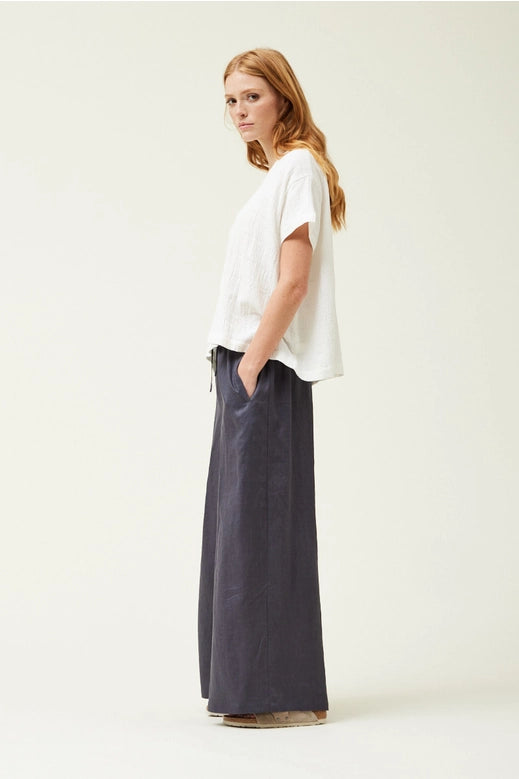 Grade + Gather - Long Line Linen Pant - Carbon