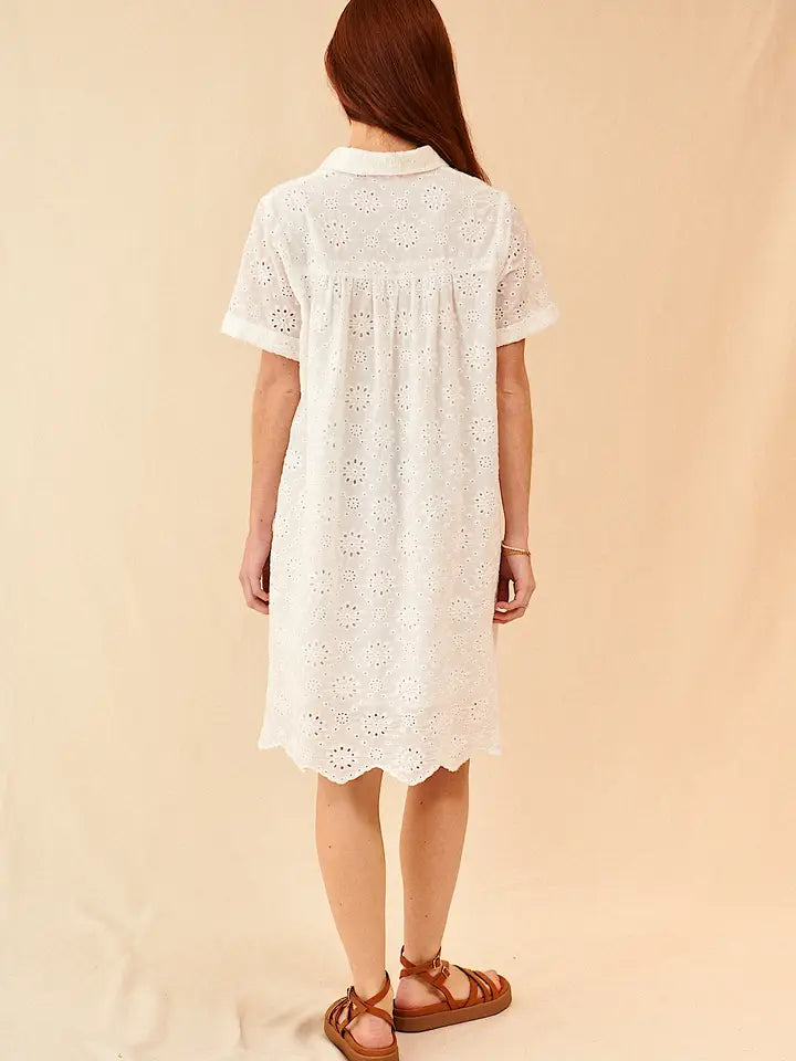 Sabi English Embroidery Shirt Dress - Ecru