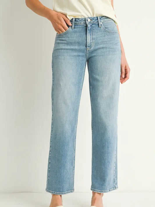 Stretchy Straight Jeans - Light Denim