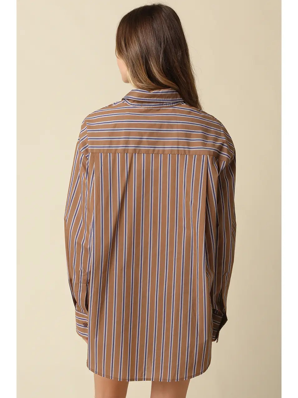 Hunter Striped Oversized Shirt - Brown Blue