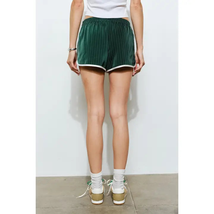 The Parker Striped Track Shorts - Green