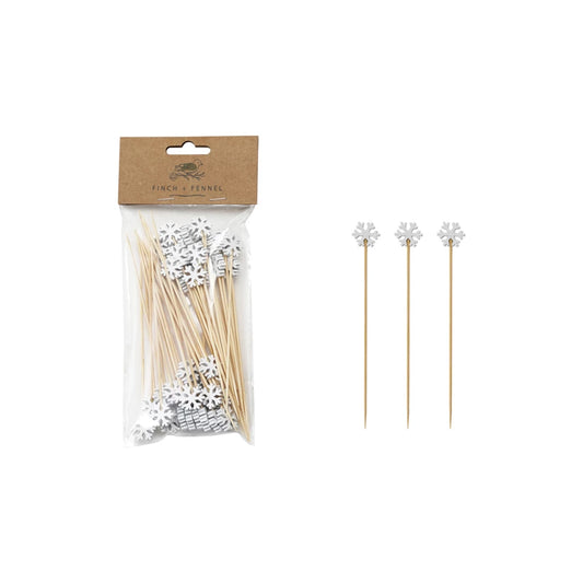Bamboo Single Use Skewers - Snowflake