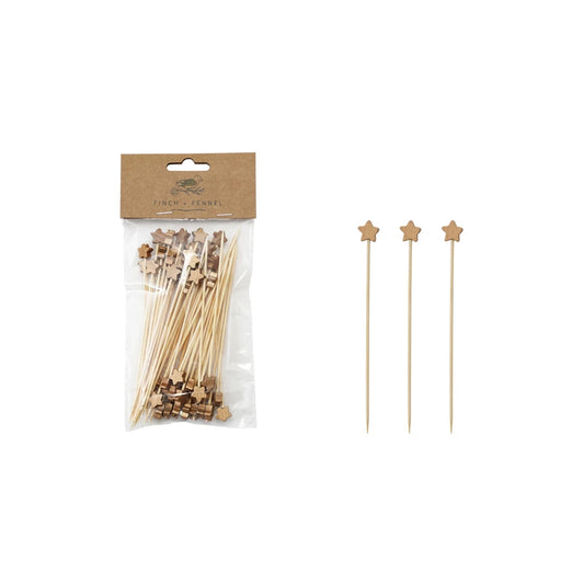 Bamboo Single Use Skewers - Gold Star