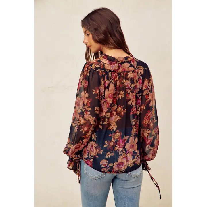 Nightfall Blouse - Deep Night Floral