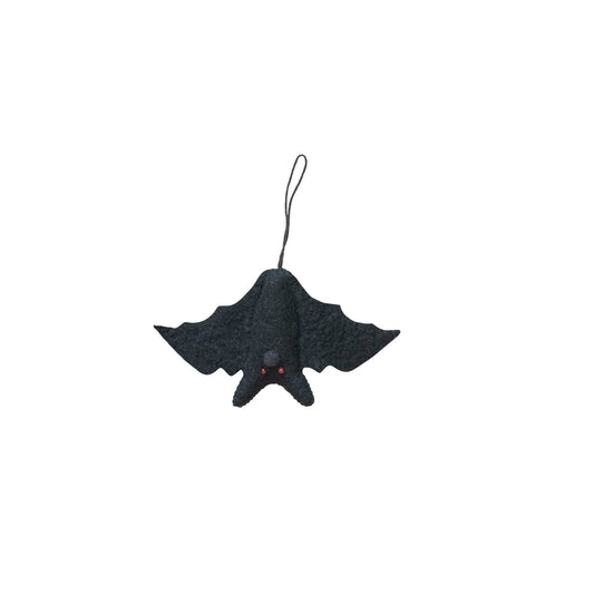 Handmade Wool Felt Bat Ornament - Black - Small