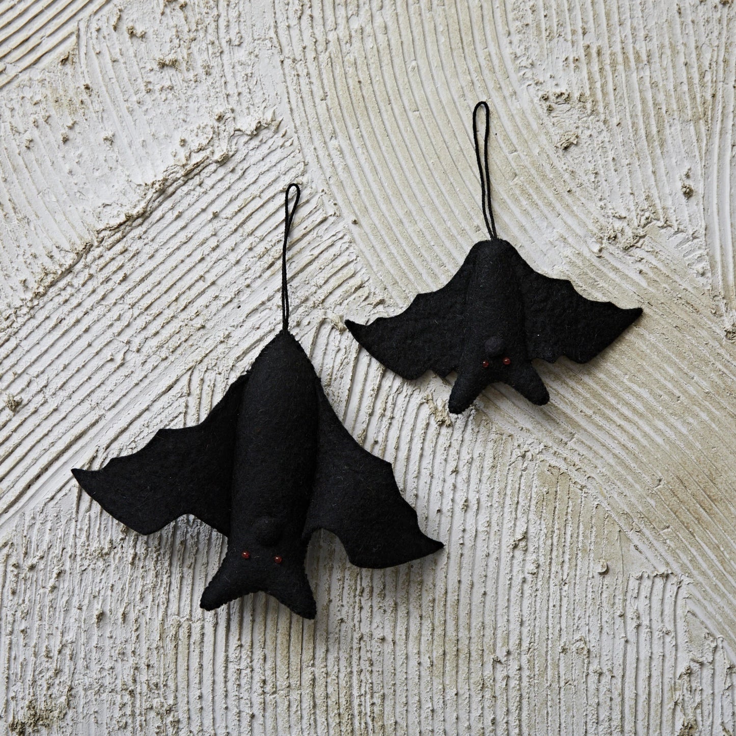 Handmade Wool Felt Bat Ornament - Black - Small