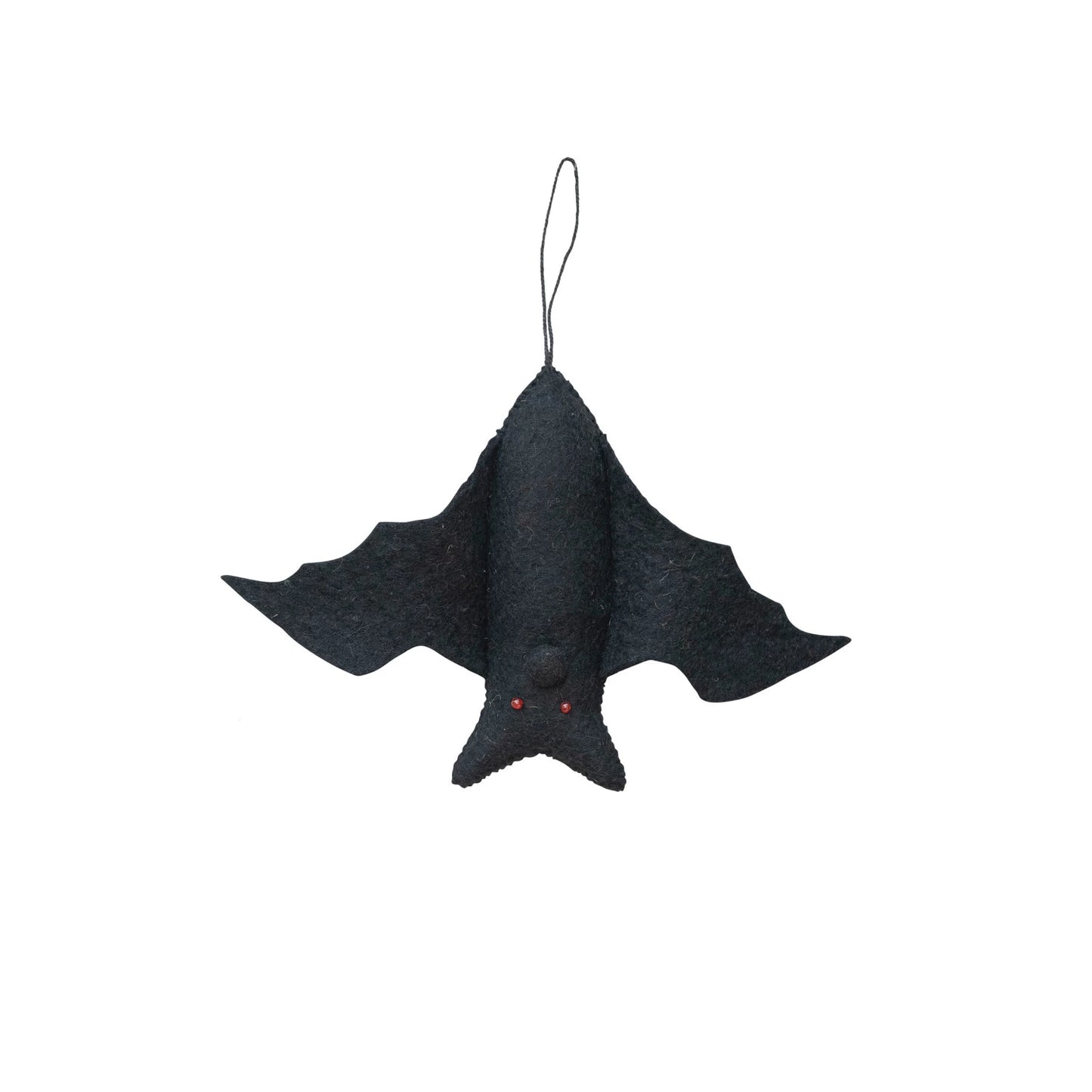 Handmade Wool Felt Bat Ornament - Black - Large