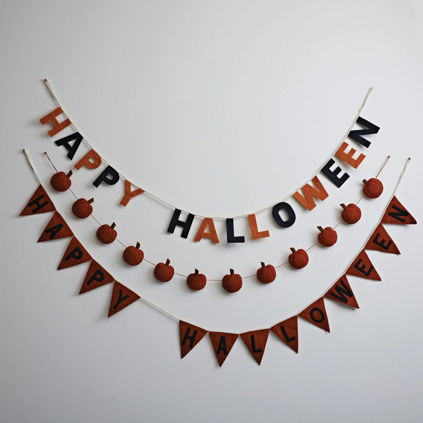 Handmade Wool Felt Banner - "Happy Halloween"