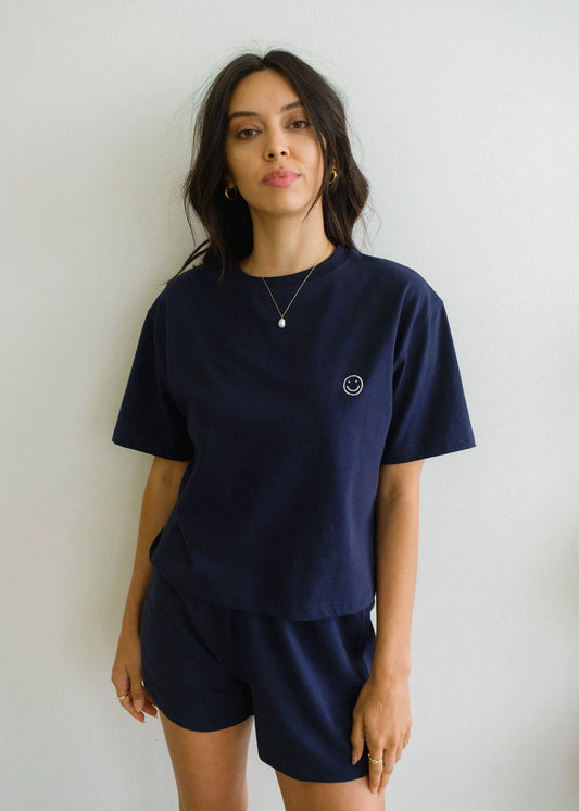 Happy Cropped Tee - Midnight