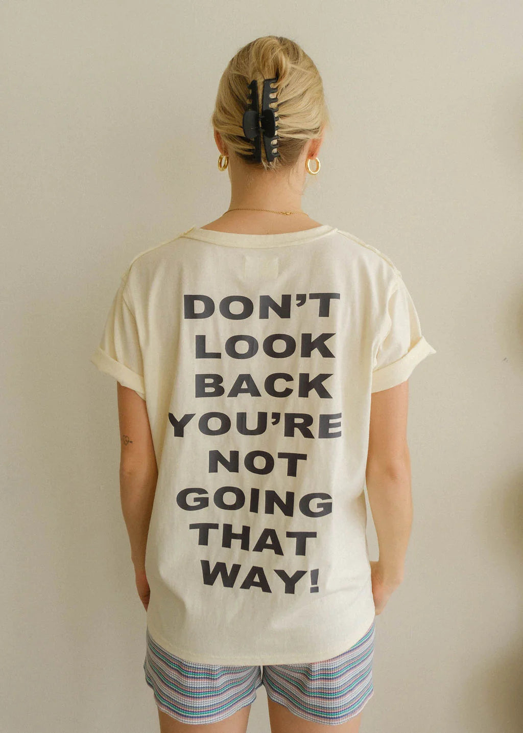 Don't Look Back Graphic Tee - Cream