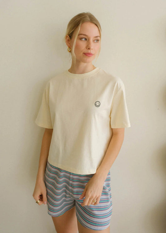 Happy Cropped Tee - Milk