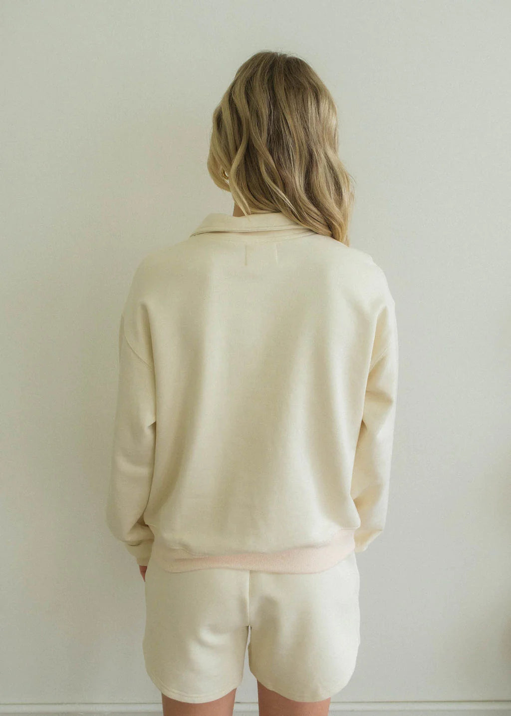 Half Zip-Up Pullover - Cream