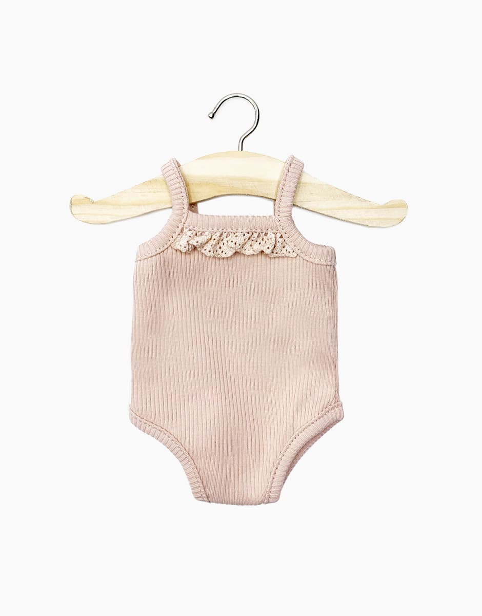 Minikane - Sleeveless Bodysuit - Petal Ribbed + Lace