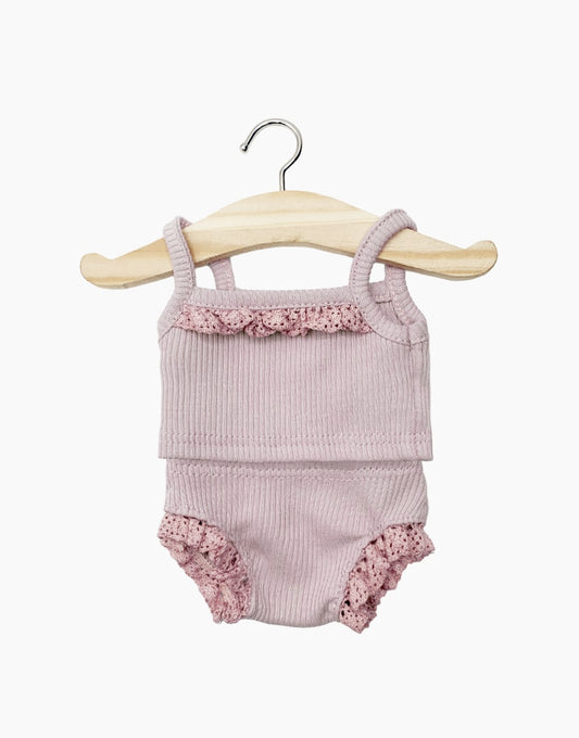 Minikane - Ribbed + Lace Underwear Set - Old Pink