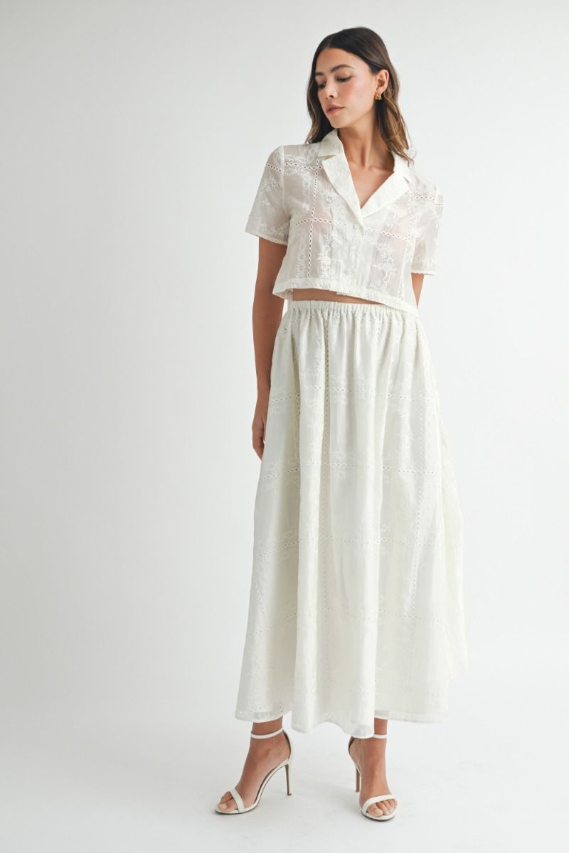 Patchwork Midi Skirt - Off White