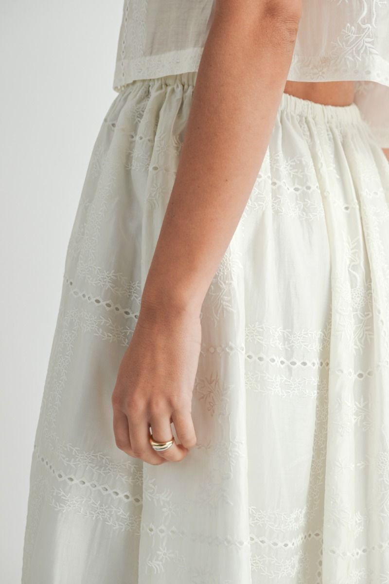 Patchwork Midi Skirt - Off White