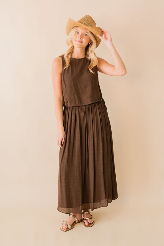 Marie Side Tie Top - Chocolate