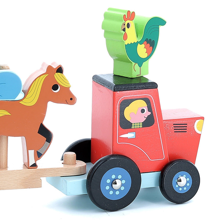 Vilac - Tractor and Trailer with Animals Stacking Game
