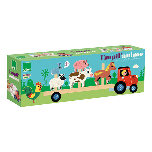 Vilac - Tractor and Trailer with Animals Stacking Game