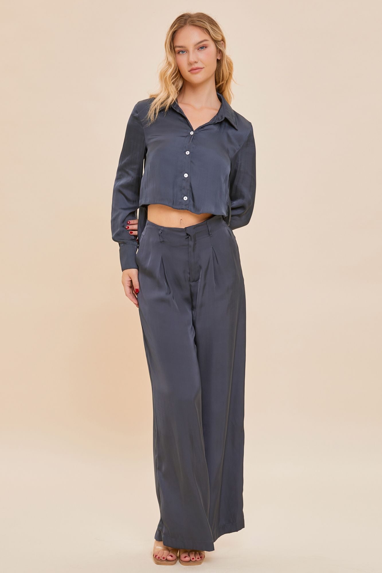 Back Tie Cropped Top - Midnight