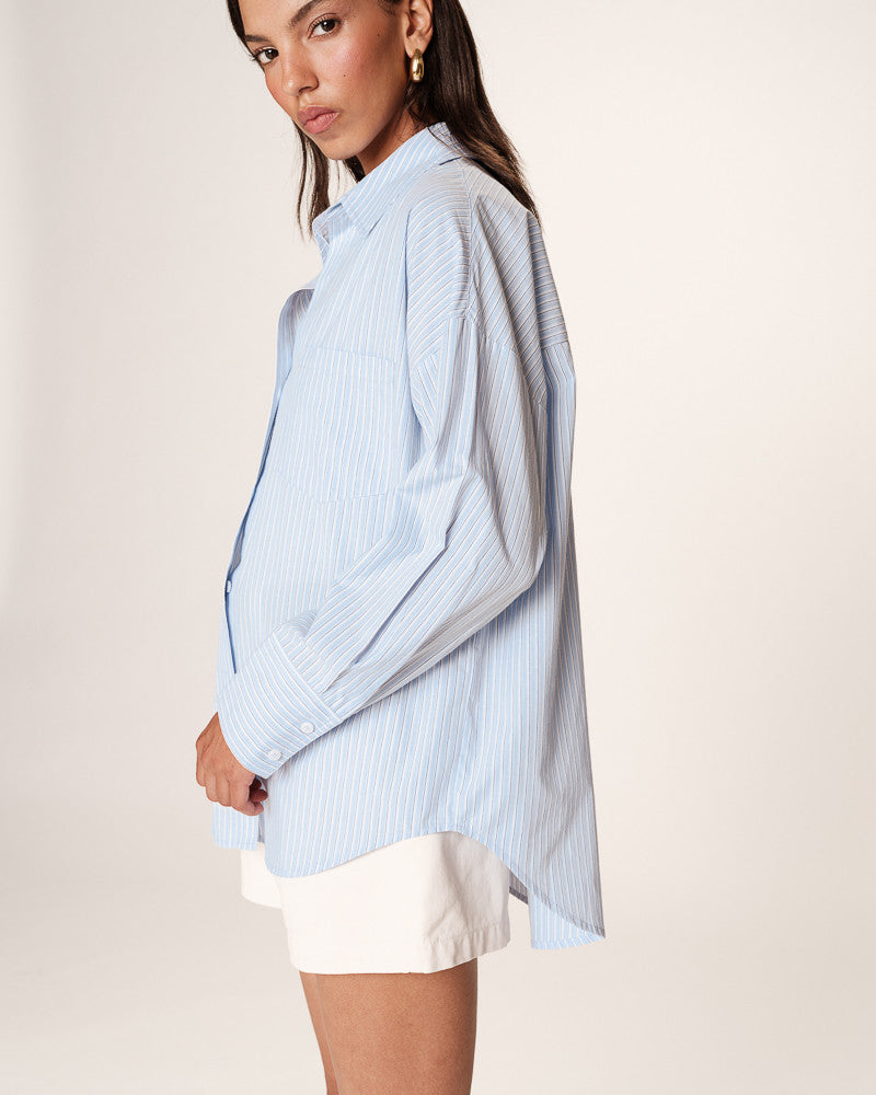Oversized Striped Shirt - Blue Riviere