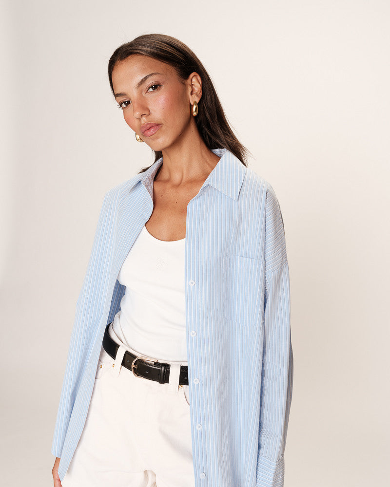 Oversized Striped Shirt - Blue Riviere