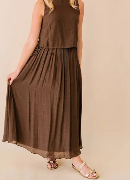 Mary Midi Skirt - Brown