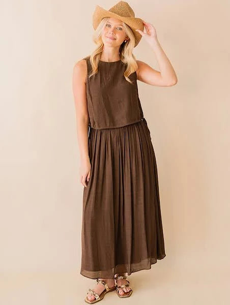 Mary Midi Skirt - Brown