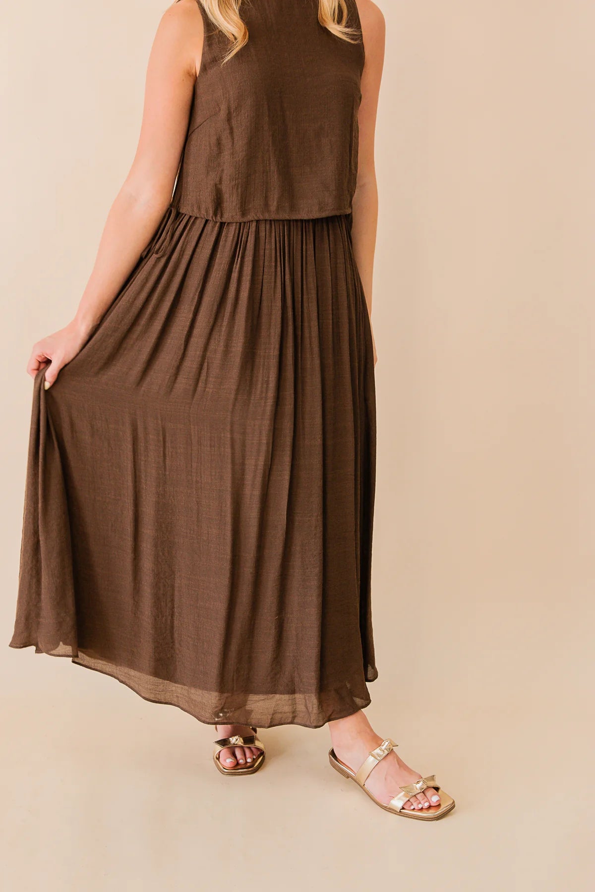 Marie Side Tie Top - Chocolate