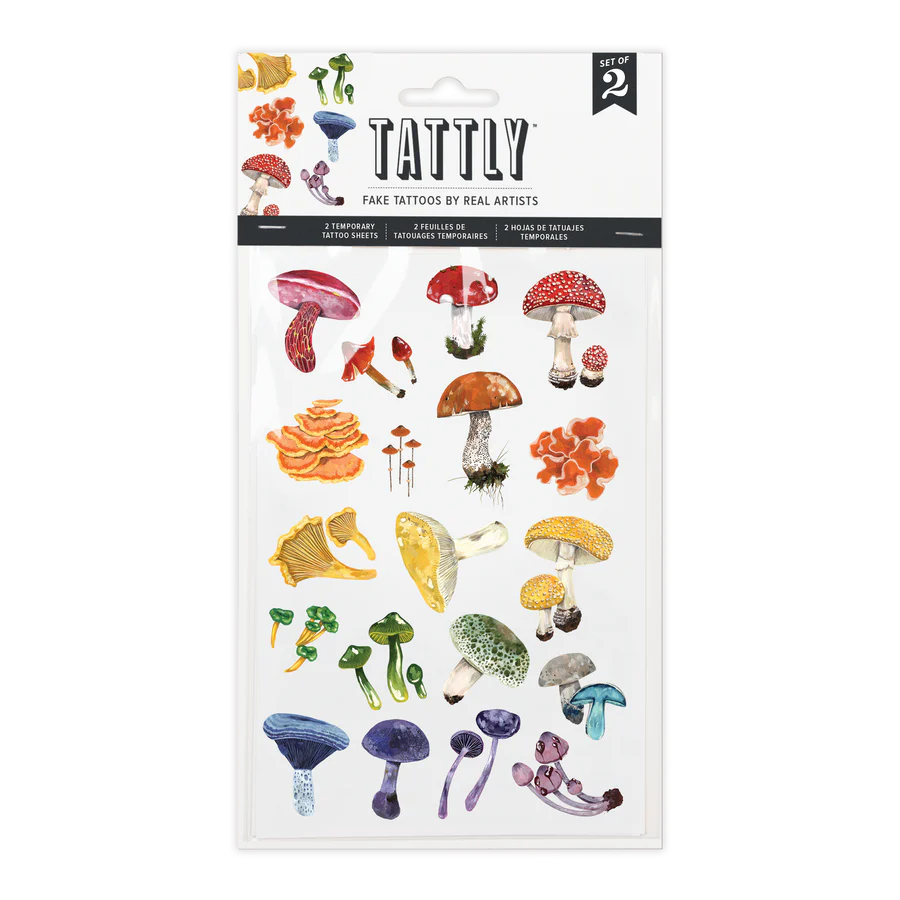 Tattly - Colorful Mushrooms Tattoo Sheet