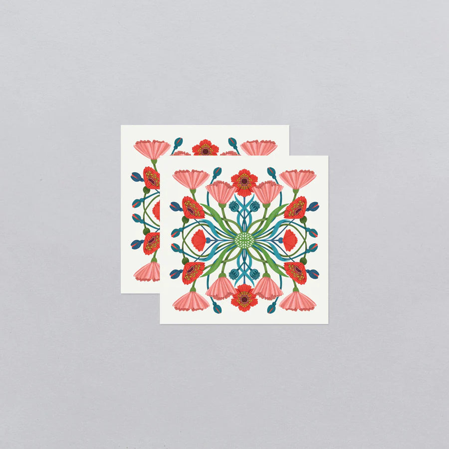 Tattly - Ornate Floral Square Tattoo Pair