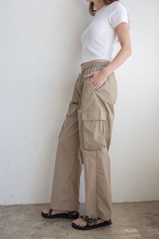 Nylon Parachute Pant - Taupe