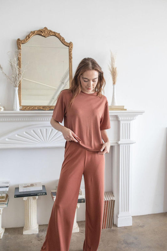 Washed Modal Relaxed Set - Rust