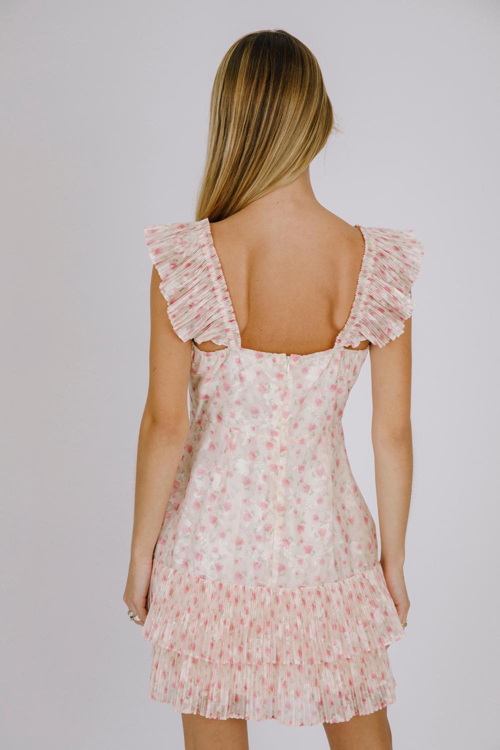 Cream Pink Floral Dress