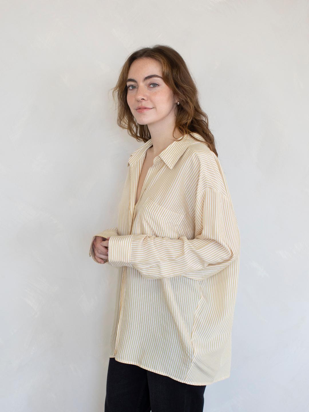 Striped Oversized Shirt - Mustard Stripe