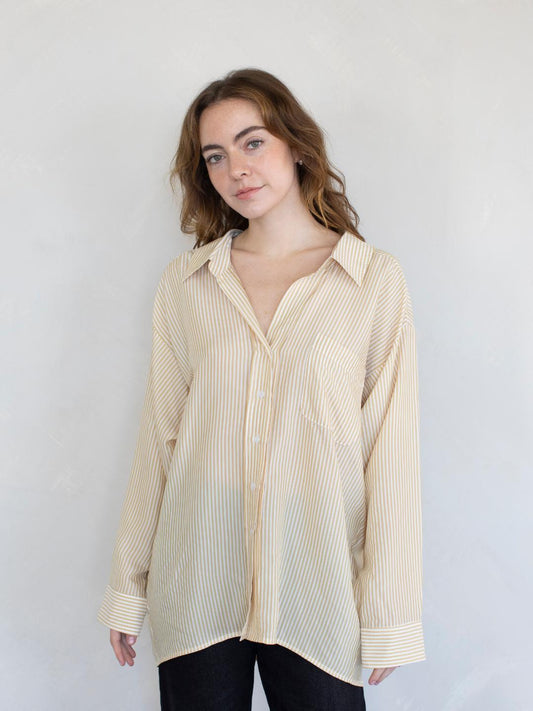 Striped Oversized Shirt - Mustard Stripe