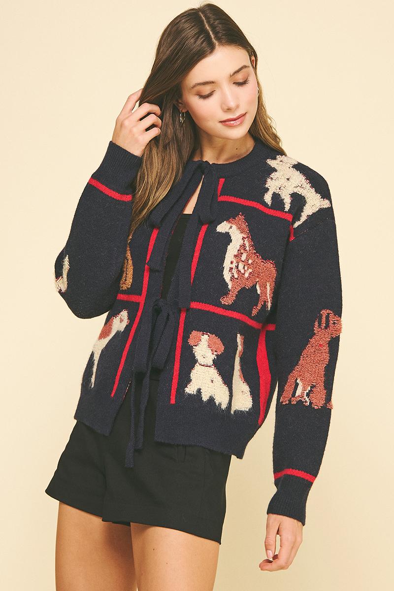 Front Tie Detailed Cardigan - Dog