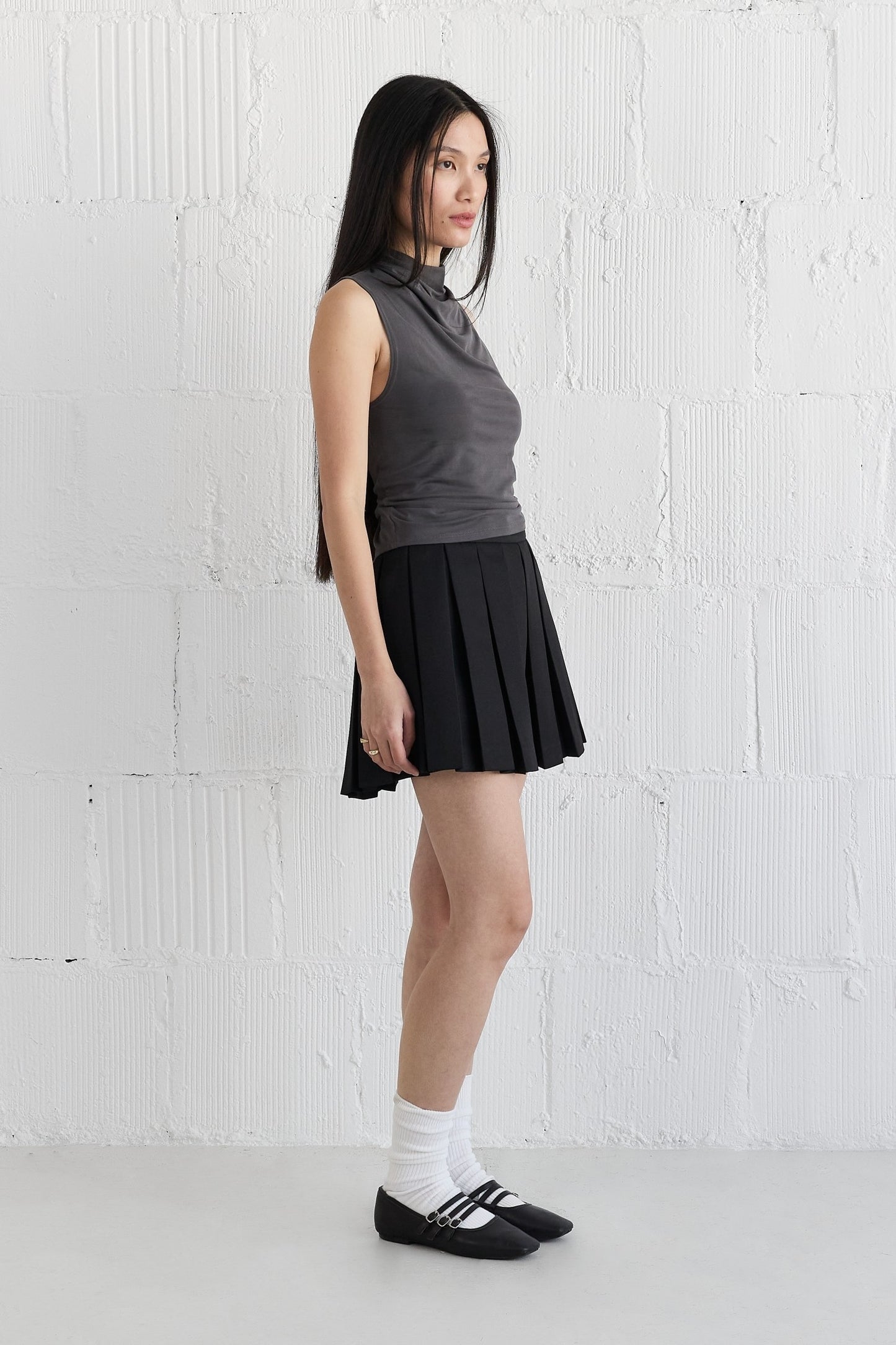 The Portia Top - Charcoal