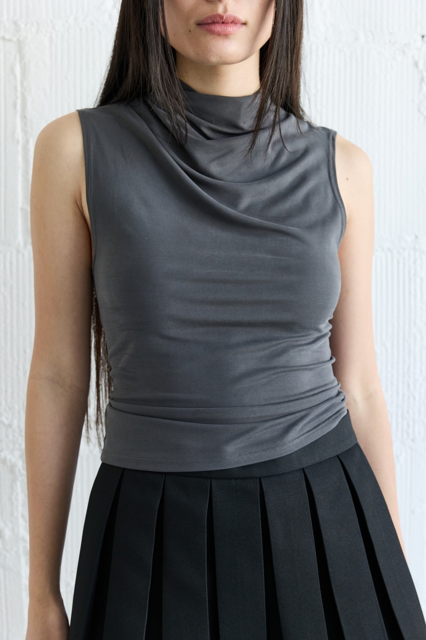 The Portia Top - Charcoal