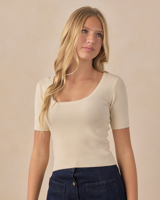 Rylee + Cru - Teen Scallop Tee - Natural