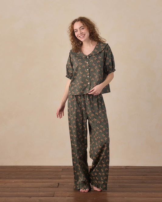 Rylee + Cru - Women's Ruffle Pajamas - Evergreen Bouquet