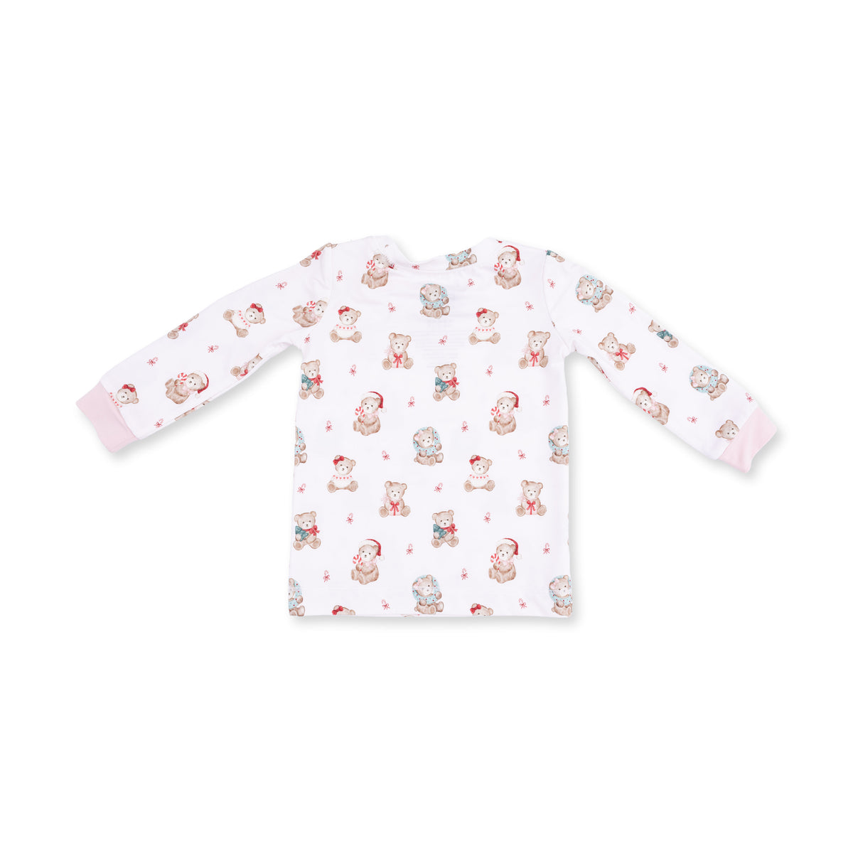 Long Sleeve Loungewear Set - Christmas Teddy Bears Pink