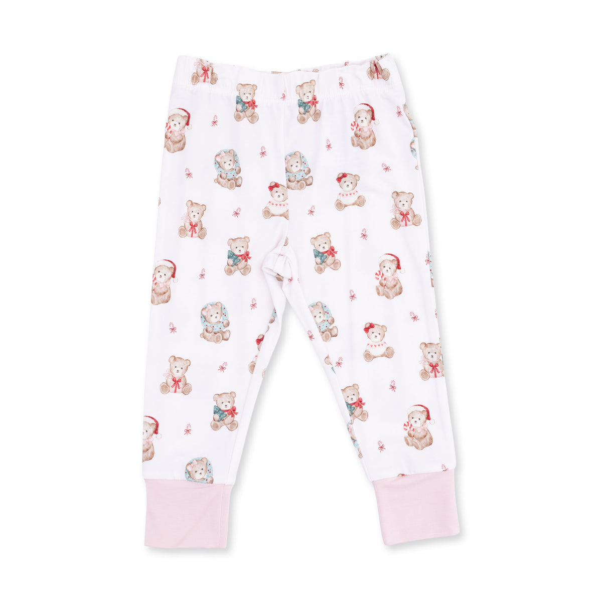Long Sleeve Loungewear Set - Christmas Teddy Bears Pink