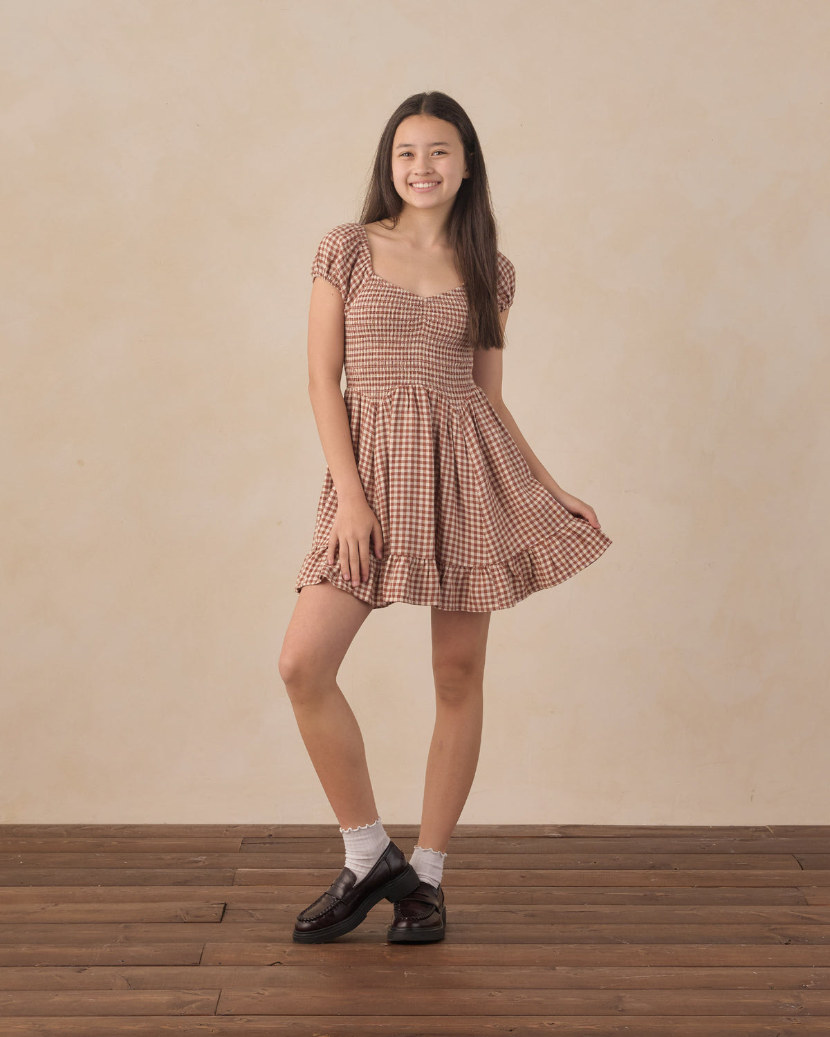 Rylee + Cru - Teen Stella Dress - Brick Check